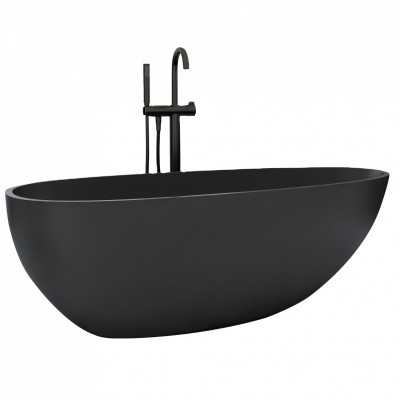 Italian Design Solid Surface composite stone resin freestanding black bathtub for hotel project home use