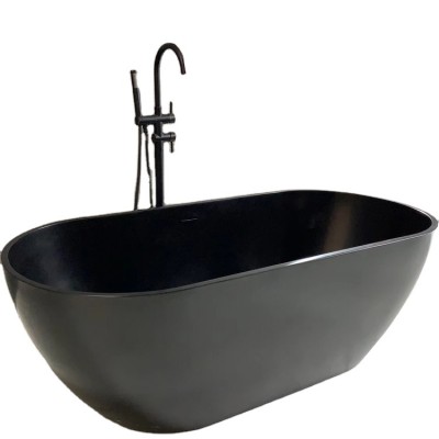 Hot sale matt black solid surface bathtub, resin stone freestanding bath tub