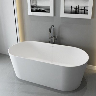 Five Stars Hotel Standard Oval Shaped Acrylic Resin Marble Bath Tub Solid Surface Artificial Stone Bathroom Bathtub