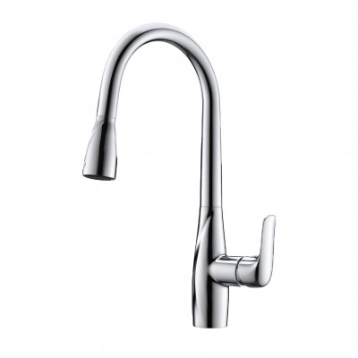 High Quality Water Brass Chrome Plated Kitchen Gooseneck Sink Faucet Tap