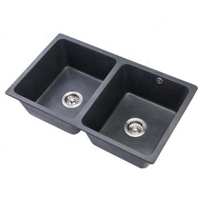 black double bowl basin flush mount farmhouse farmers kitchen sink